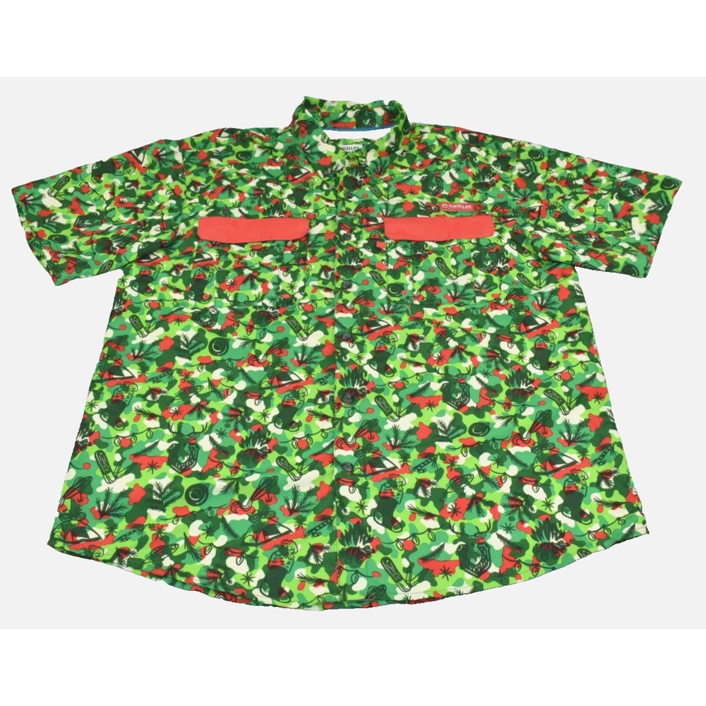 Magellan Outdoors Men's Shirt L Vented Fishing Button Down Holiday Laguna Madre